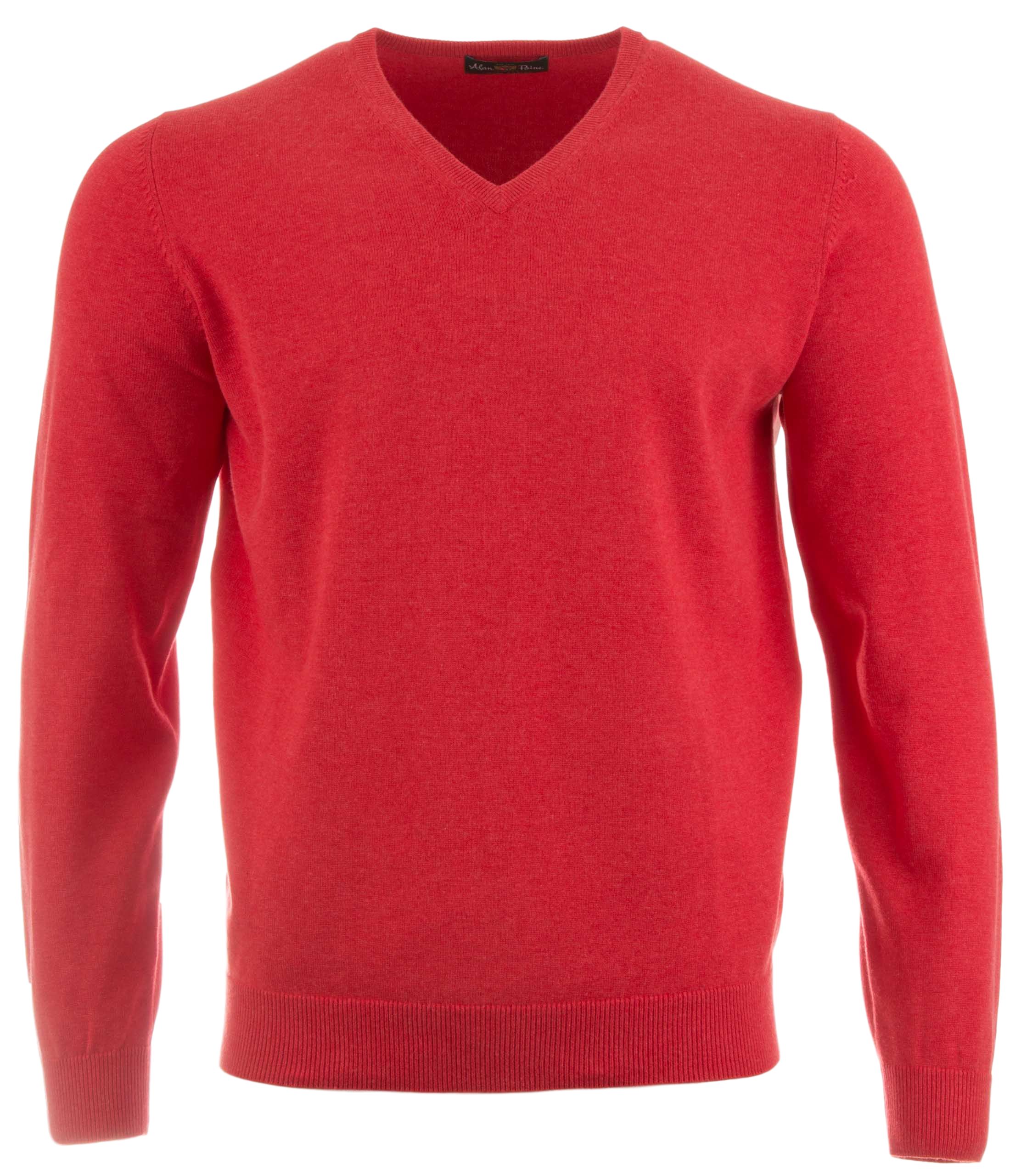 Alan Paine Rothwell Cotton Cashmere V Neck Trui in kleur Chilli